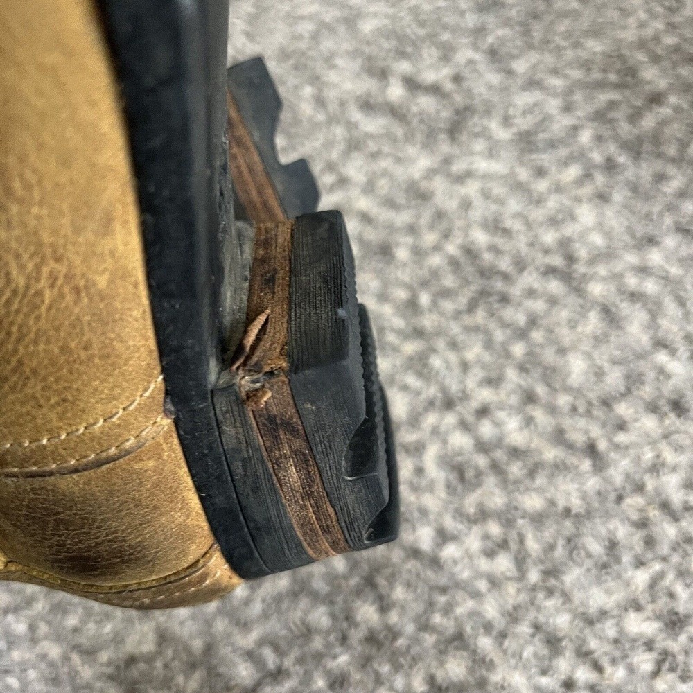 Sorel Lolla Ankle Boots Bootie Womens Size 8 Elk Tan Leather Zip Stacked Heel - Picture 8 of 11